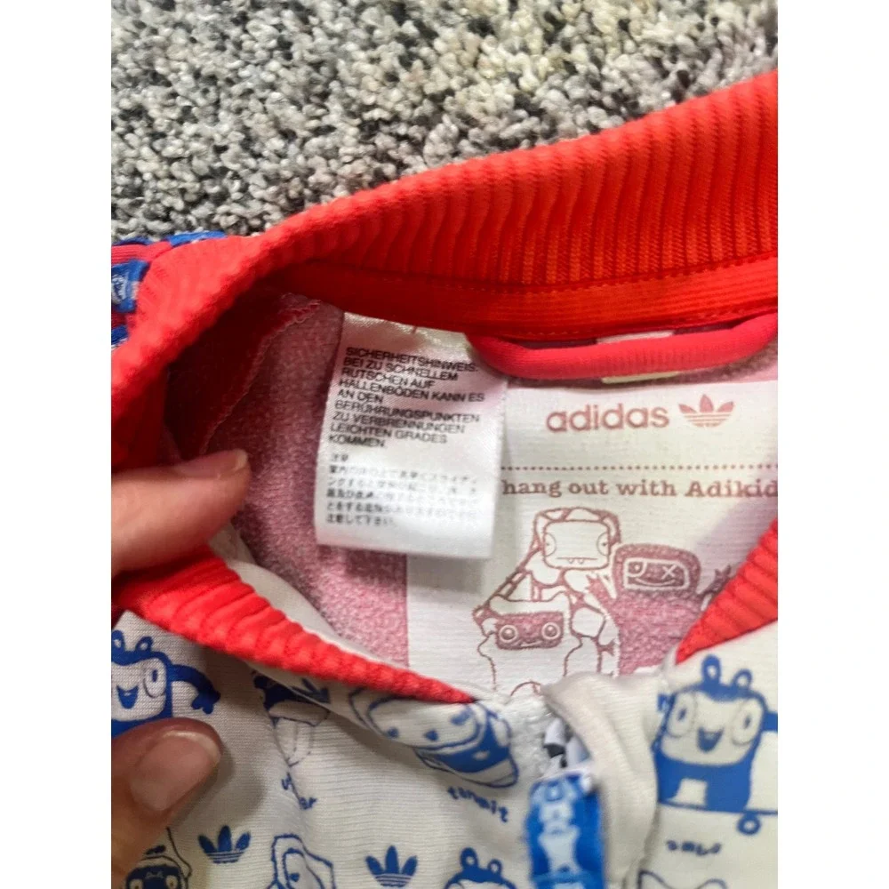 Adidas Adikids Red Monster Robot Graphic Tracksuit Jacket Pants Set Kids
